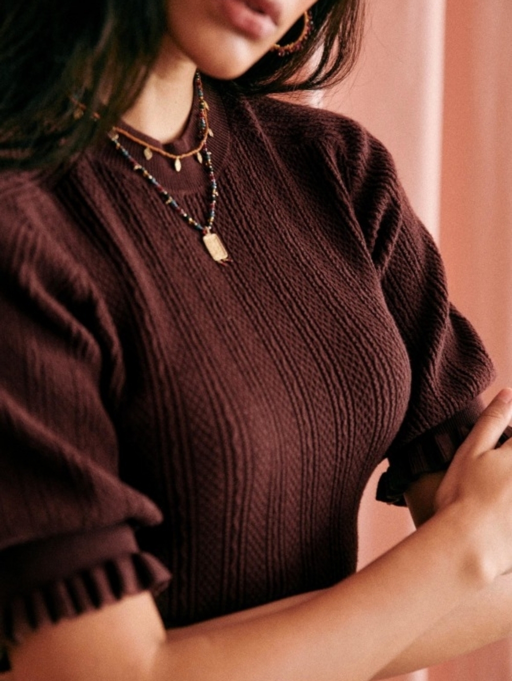 Sezane Adele Jumper In Chocolate, Size XS